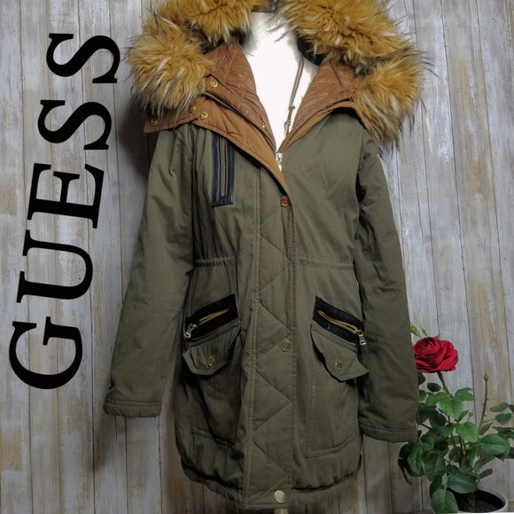 olive green guess coat